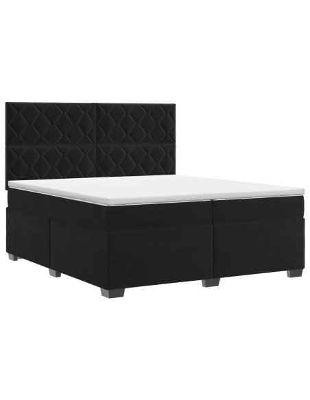 Letto box spring con materasso Nero 200 x 200 cm Velluto