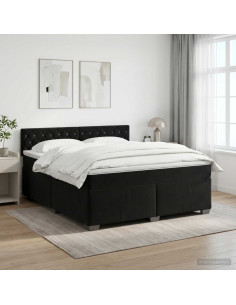 Letto box spring con materasso Nero 140 x 200 cm Velluto
