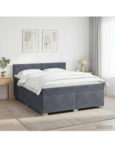 Letto box spring con materasso Grigio Scuro 140 x 200 cm