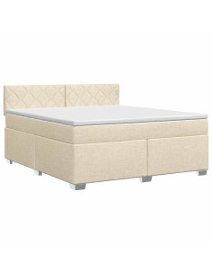 Letto box spring con materasso Crema 160 x 200 cm Tessuto 2
