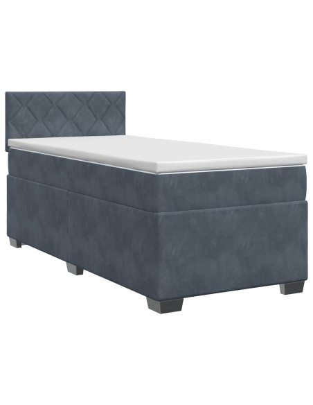 Letto box spring con materasso Grigio Scuro 100 x 200 cm