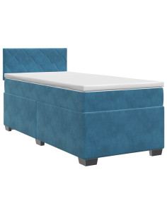 Letto box spring con materasso Blu Scuro 100 x 200 cm Velluto 2