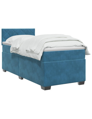Letto box spring con materasso Blu Scuro 100 x 200 cm Velluto