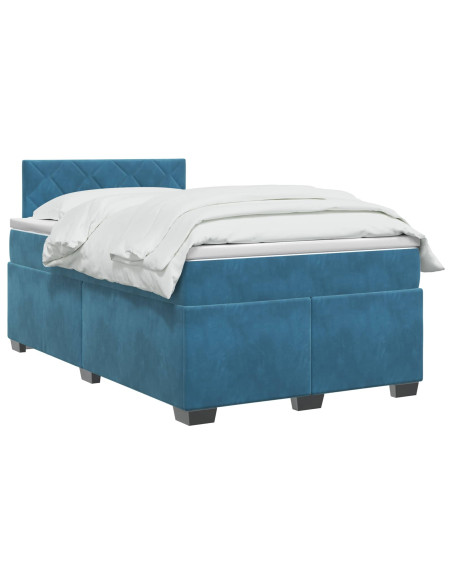 Letto box spring con materasso Blu 120 x 190 cm Velluto
