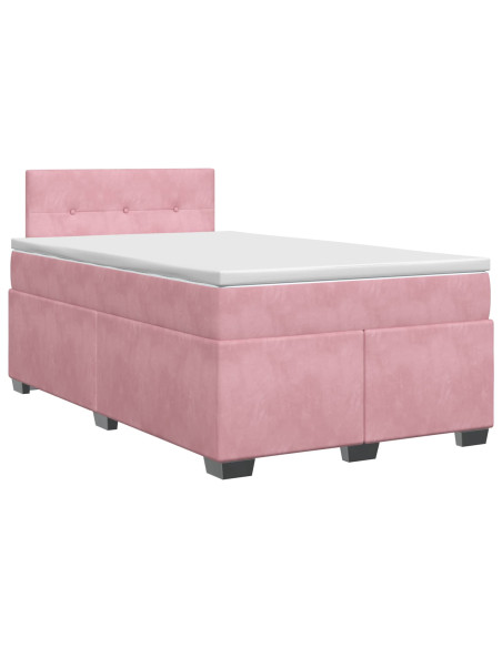 Letto box spring con materasso Rosa 120 x 200 cm Velluto