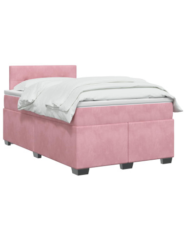 Letto box spring con materasso Rosa 120 x 200 cm Velluto