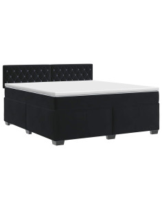 Letto box spring con materasso Nero 140 x 190 cm Velluto 2