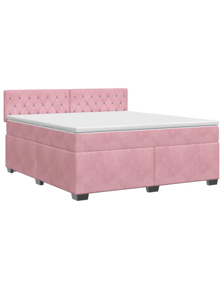 Letto box spring con materasso Rosa 140 x 200 cm Velluto