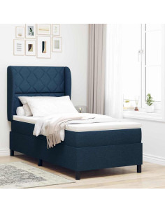 Letto a molle con testiera Blu 90 x 200 cm Tessuto