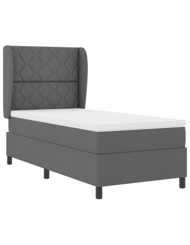 Letto a molle con testiera Grigio scuro 90 x 200 cm Tessuto