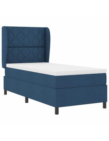 Letto a molle con testiera Blu 90 x 200 cm Tessuto