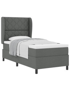 Letto a molle con testiera Grigio scuro 100 x 200 cm Tessuto 2