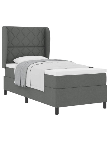 Letto a molle con testiera Grigio scuro 100 x 200 cm Tessuto