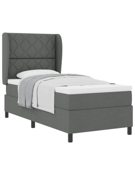 Letto a molle con testiera Grigio scuro 100 x 200 cm Tessuto