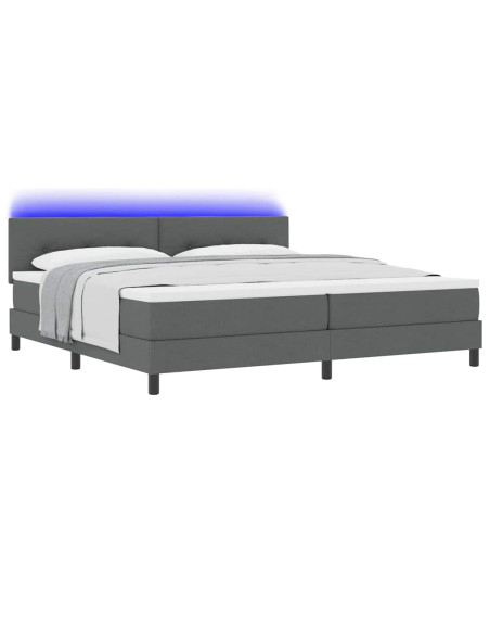 Letto a molle con strisce LED Grigio scuro 200 x 200 cm Tessuto