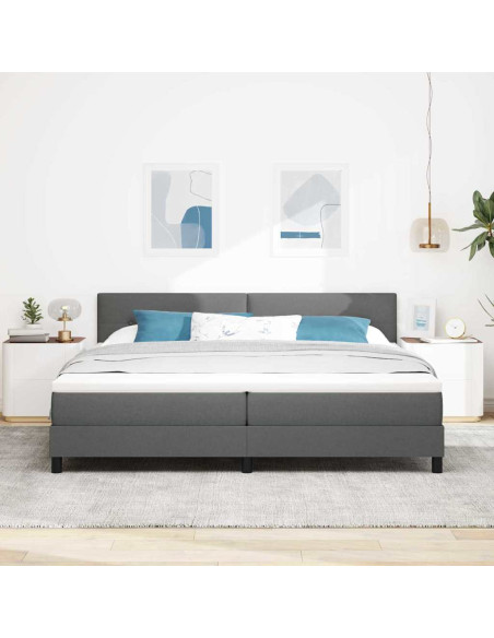 Letto a molle con strisce LED Grigio scuro 200 x 200 cm Tessuto