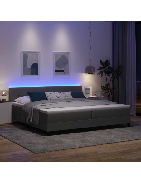 Letto a molle con strisce LED Grigio scuro 200 x 200 cm Tessuto