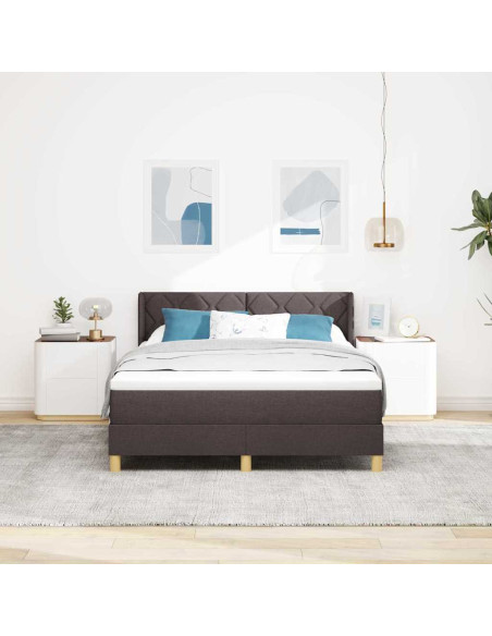 Letto a molle con testiera Marrone Scuro 190 x 140 cm Tessuto