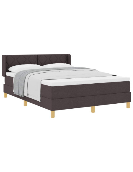 Letto a molle con testiera Marrone Scuro 200 x 140 cm Tessuto