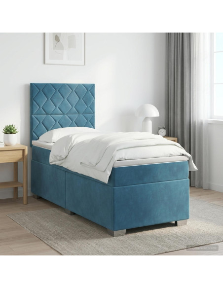 Letto box spring con materasso Blu 80 x 200 cm Velluto