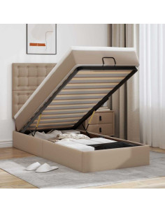 Letto Pouf con Materasso Cappucino 80x200 cm Similpelle