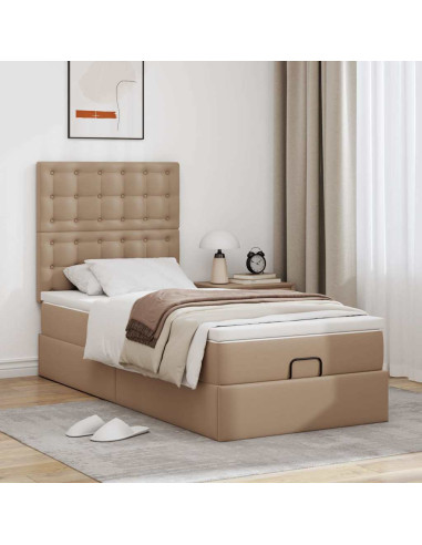 Letto Pouf con Materasso Cappucino 80x200 cm Similpelle