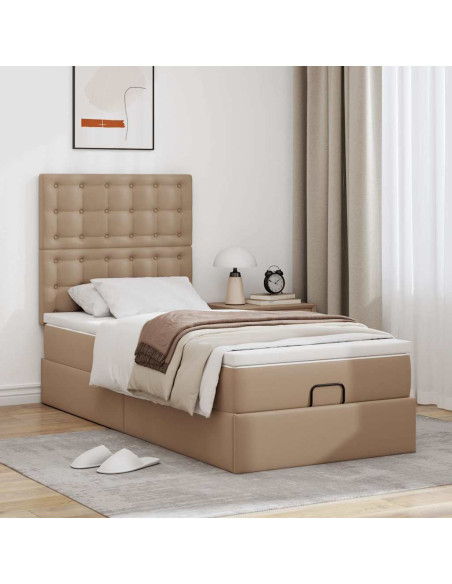 Letto Pouf con Materasso Cappucino 80x200 cm Similpelle