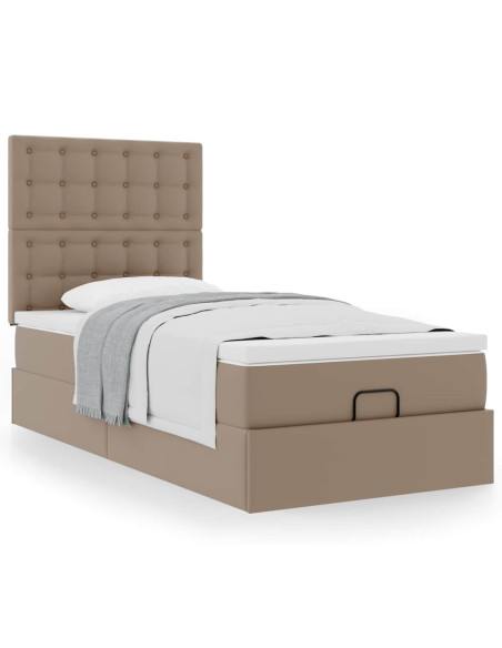 Letto Pouf con Materasso Cappucino 80x200 cm Similpelle
