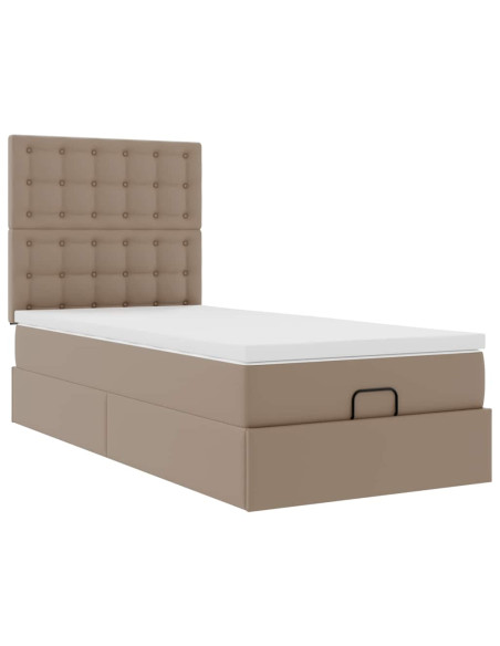 Letto Pouf con Materasso Cappucino 80x200 cm Similpelle