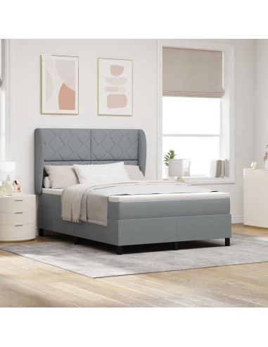 Letto a molle con testiera Grigio chiaro 140 x 200 cm Tessuto