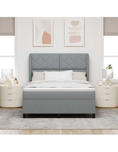 Letto a molle con testiera Grigio chiaro 140 x 190 cm Tessuto