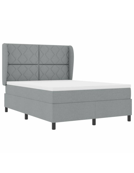 Letto a molle con testiera Grigio chiaro 140 x 190 cm Tessuto