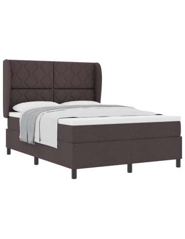 Letto a molle con testiera Marrone scuro 140 x 190 cm Tessuto