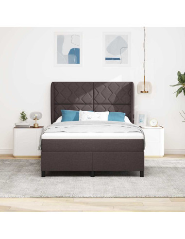 Letto a molle con testiera Marrone scuro 140 x 190 cm Tessuto