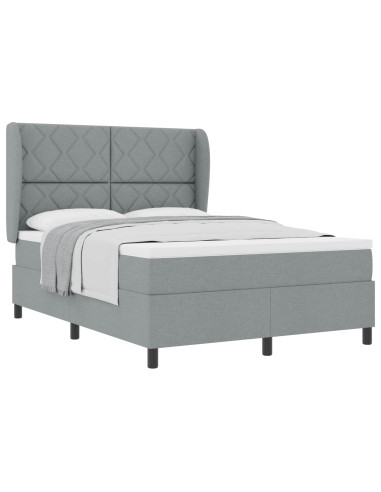 Letto a molle con testiera Grigio chiaro 140 x 200 cm Tessuto