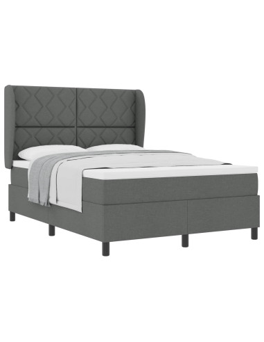 Letto a molle con testiera Grigio scuro 140 x 200 cm Tessuto