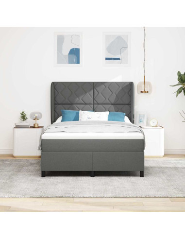 Letto a molle con testiera Grigio scuro 140 x 200 cm Tessuto