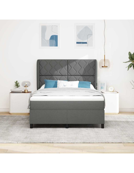 Letto a molle con testiera Grigio scuro 140 x 200 cm Tessuto