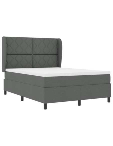 Letto a molle con testiera Grigio scuro 140 x 200 cm Tessuto