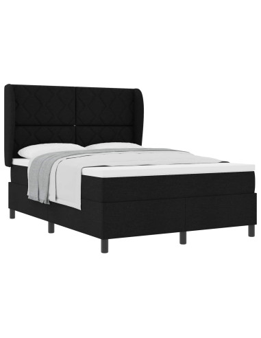 Letto a molle con testiera Nero 140 x 200 cm Tessuto