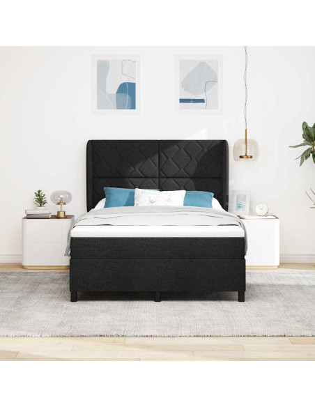 Letto a molle con testiera Nero 140 x 200 cm Tessuto