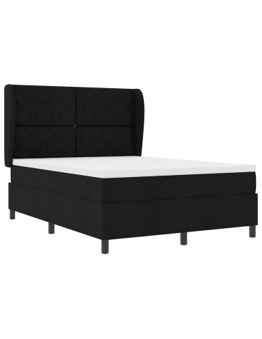 Letto a molle con testiera Nero 140 x 200 cm Tessuto