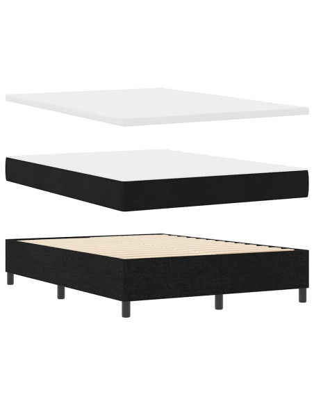 Letto a molle con testiera Nero 140 x 200 cm Tessuto