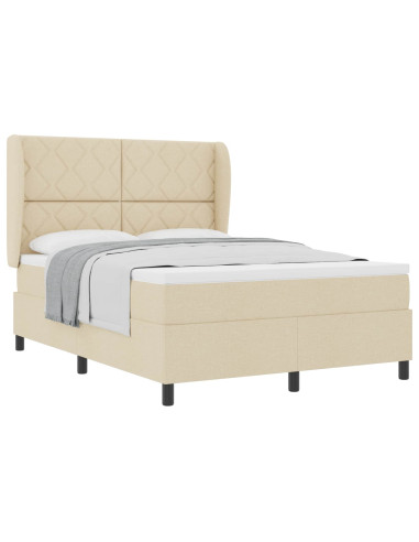 Letto a molle con testiera Crema 160 x 200 cm Tessuto