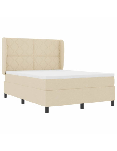 Letto a molle con testiera Crema 160 x 200 cm Tessuto