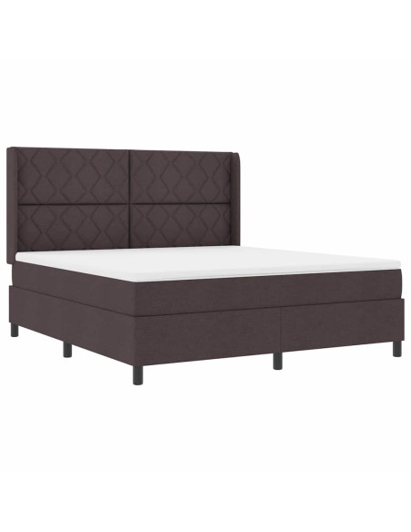 Letto a molle con testiera Marrone scuro 180 x 200 cm Tessuto