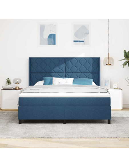Letto a molle con testiera Blu 180 x 200 cm Tessuto