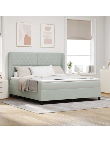 Letto a molle con materasso Grigio chiaro 200 x 180 cm Velluto