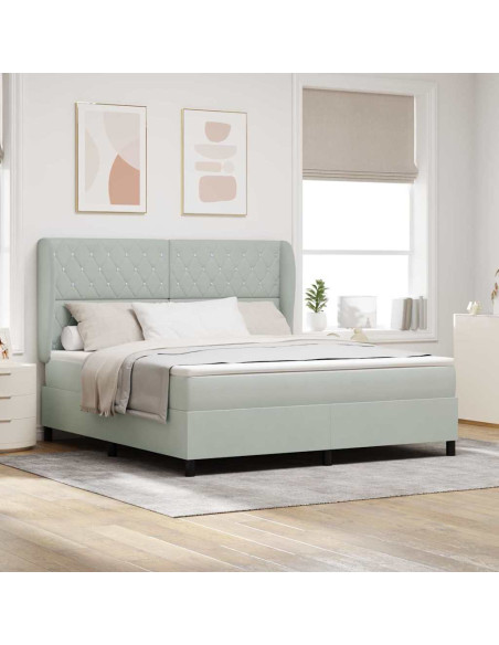 Letto a molle con materasso Grigio chiaro 200 x 180 cm Velluto