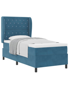 Letto a molle con testiera Blu Scuro 200 x 100 cm Velluto 2